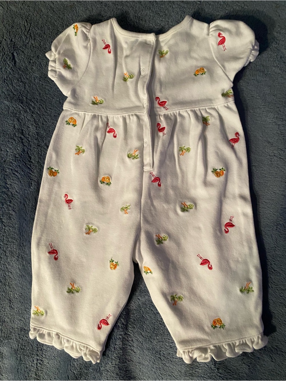 Vintage Y2K Gymboree White Baby Romper w/Flamingo & Palm Trees, size 0-3 months - Picture 7 of 7